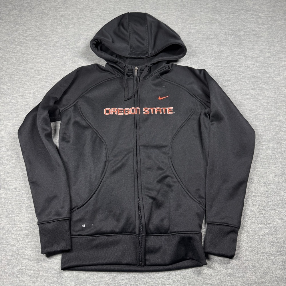 Nike Hoodie Women Small Black Oregon State Beavers Therma Fit Full Zip Sweatshir